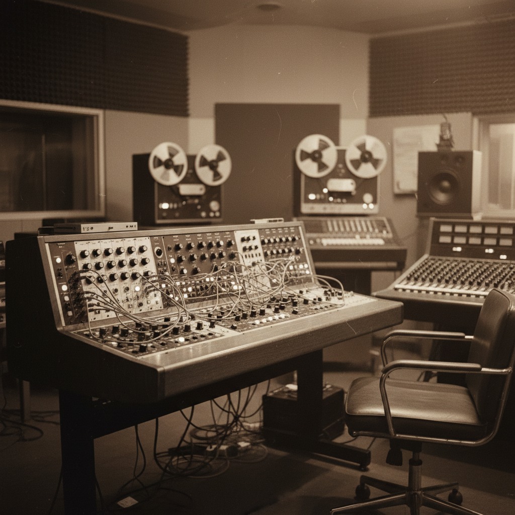 vintage Moog synthesizer 1960s — origins of electronic music`