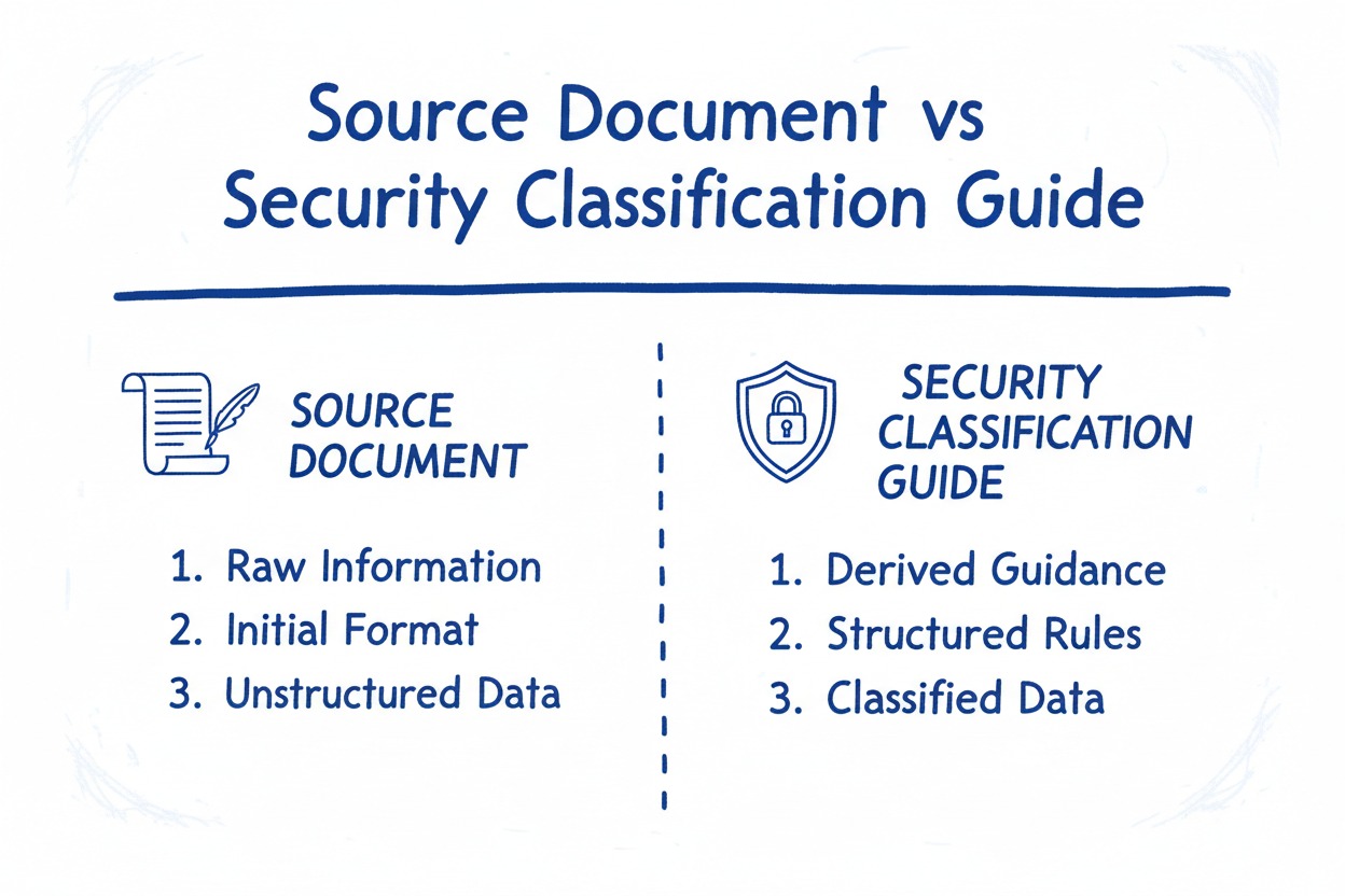 security classification guide cyber awareness 2025 comparison chart source document vs SCG