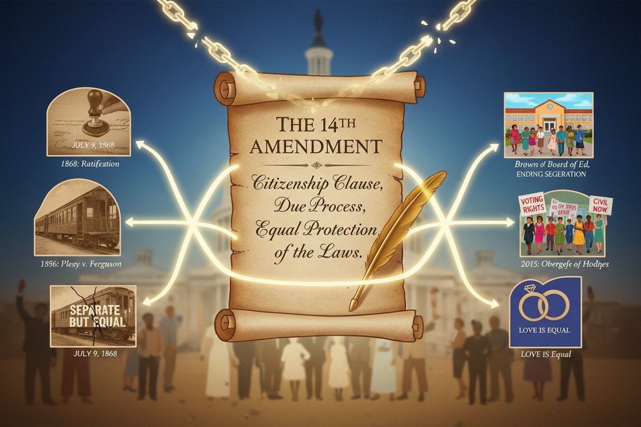 what exactly does the 14th amendment say sections timeline