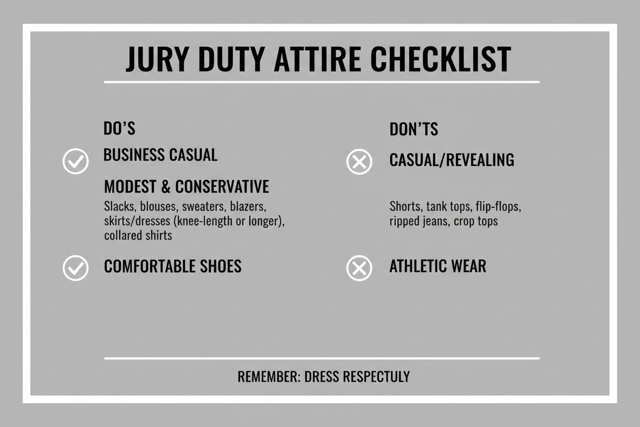 ALT text: what do you wear to jury duty checklist appropriate attire