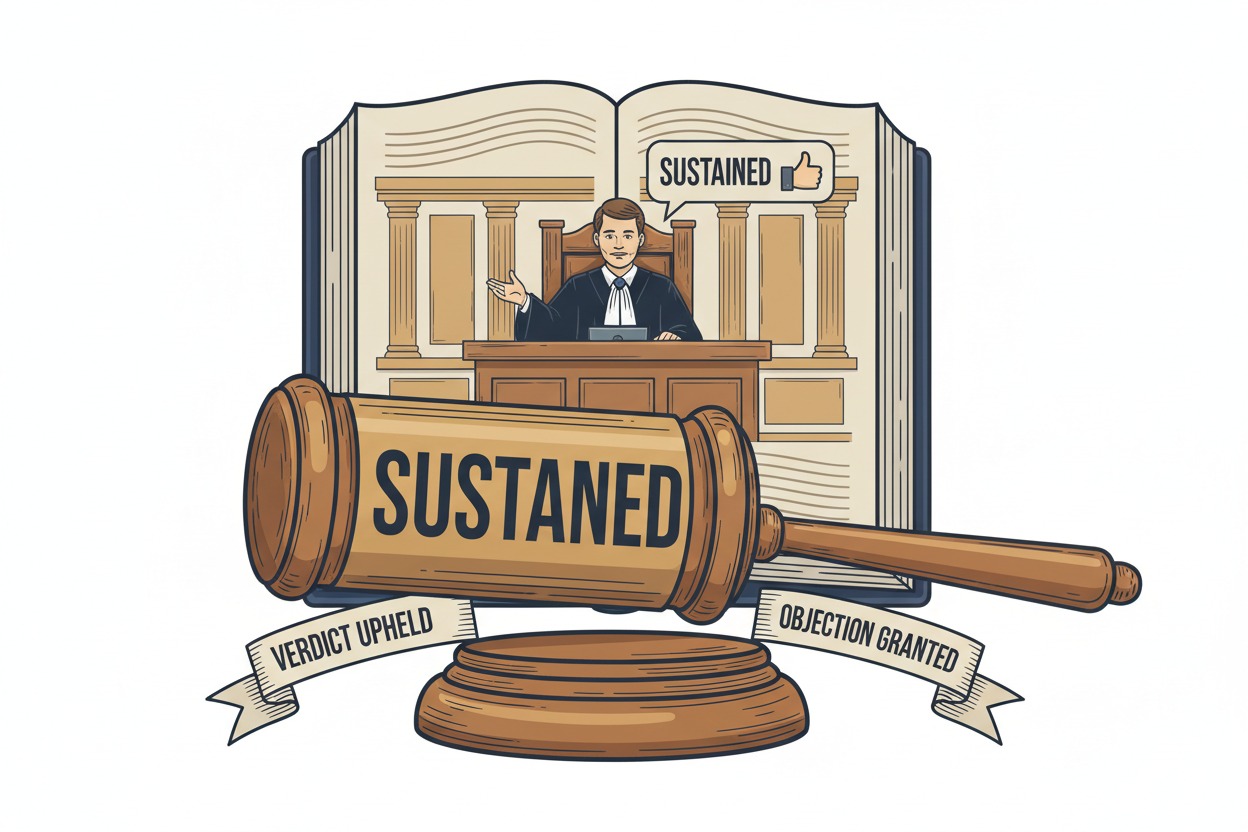 what does sustained mean in court judge gavel illustration