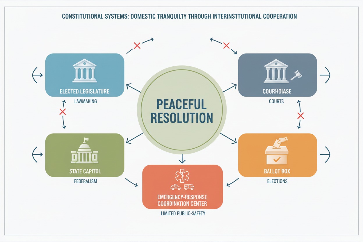How the Constitution insures domestic tranquility through institutions